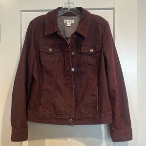 Christopher and Banks cotton/polyester denim feel button down jacket.